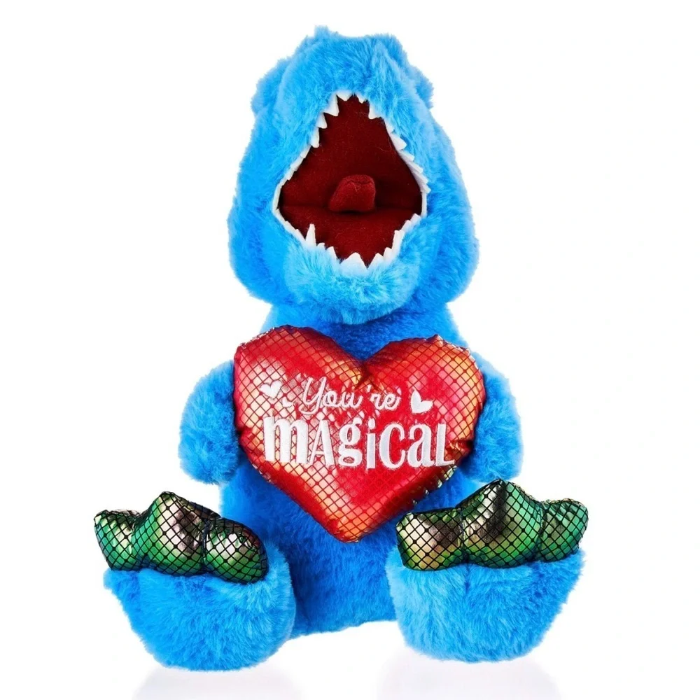 Blue Dinosaur Stuffed Animal with Heart